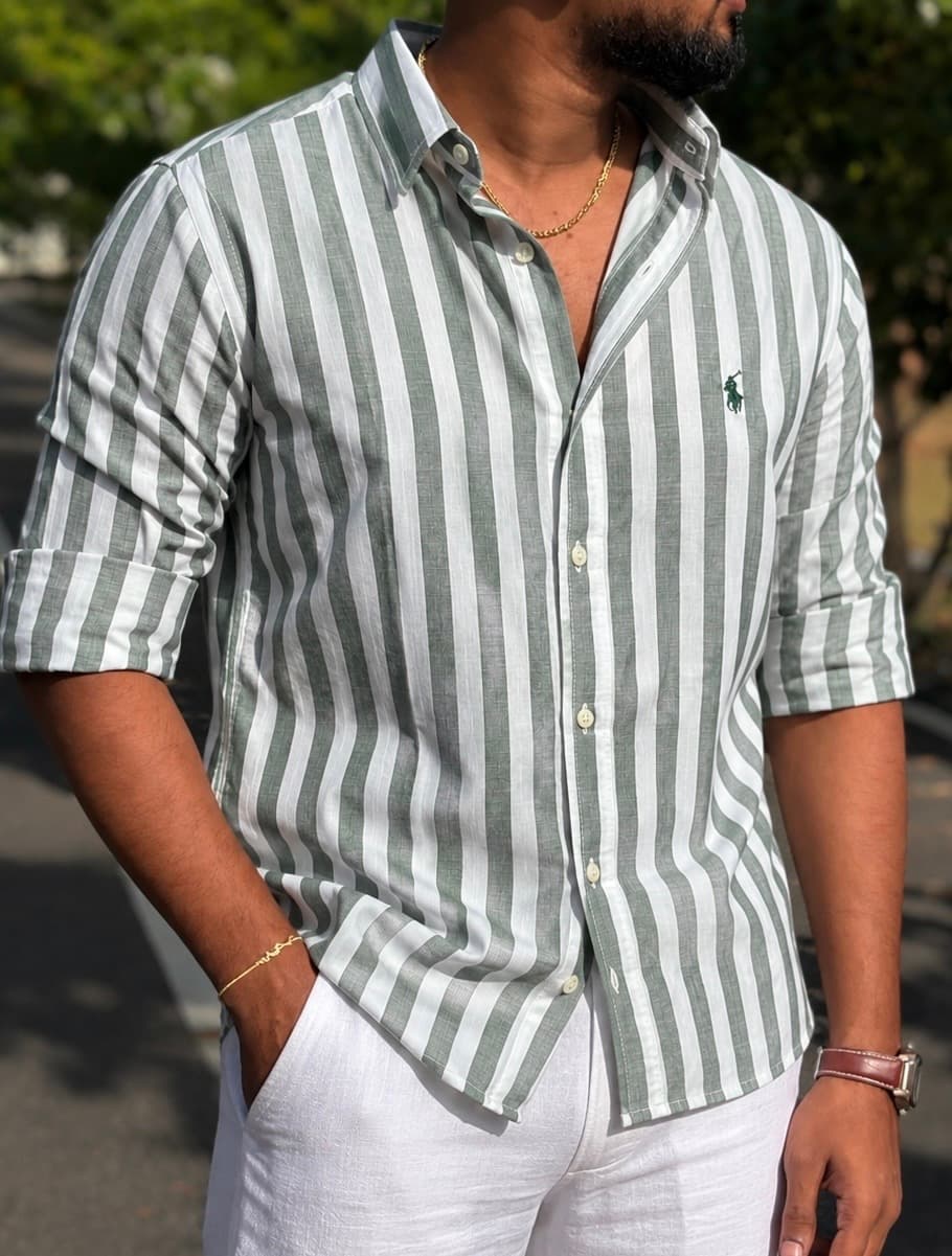 RL polo Lenin stripes green