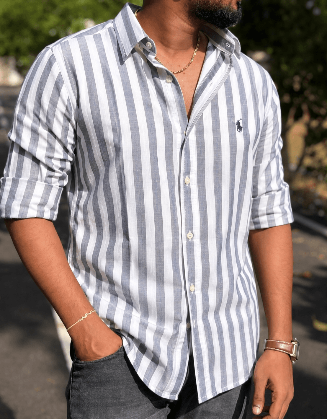 Rl polo Lenin stripes Gray